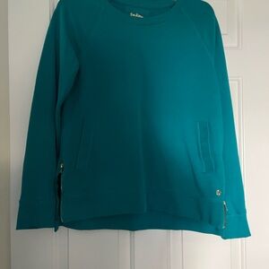 Lilly Pulitzer Teal Side-Zip Pullover Sweatshirt